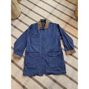 Vintage Eddie Bauer Long Chore Coat Women’s Small Denim Corduroy Blue Jean